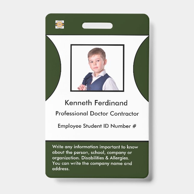 Employee Logo Id Identification Name Tag Badge (Front)