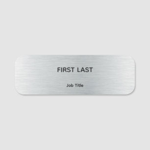 Employee Logo Name Tag Brushed Silver Magnetic