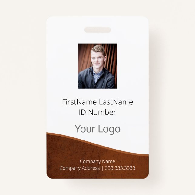 Employee Logo Photo ID Bar Code Name Badge (Front)