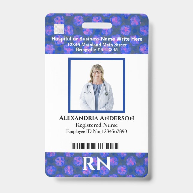 Employee Logo Photo Name Bar Code Custom Badge (Front)
