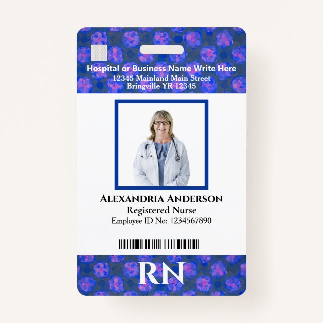 Employee Logo Photo Name Bar Code Custom Badge (Front)