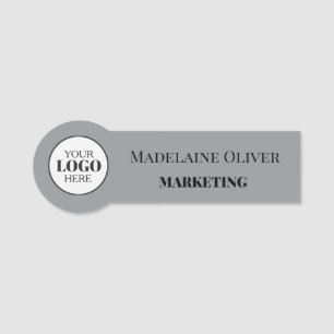 Employee Logo Silver Simple Name Tag