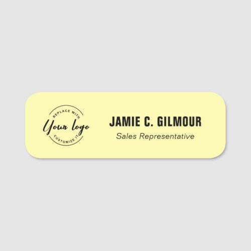 Employee Magnetic Custom Business logo yellow Name Tag