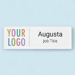 Employee Magnetic Name Tag Custom Business Logo<br><div class="desc">Easily personalize our premium acrylic magnetic name tag with your company logo, employee name, professional job title, or other custom text. It has a magnetic back fastener (do not use with pacemakers). It's scratch-resistant, waterproof, UV resistant, and printed in AcryliPrint® HD full color. This is a two line white name...</div>