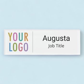 Employee Magnetic Name Tag Custom Business Logo by MISOOK at Zazzle