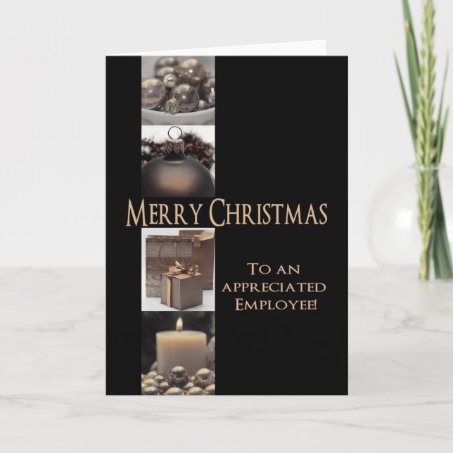 Employee Merry Christmas sepia Holiday Card (Front)