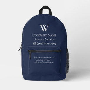 Employee Monogram Navy Blue Company Promotional  Printed Backpack