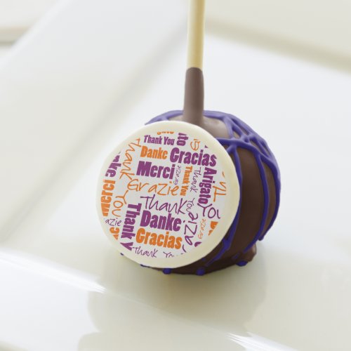 Employee Multilingual Thank You Typography Collage Cake Pops