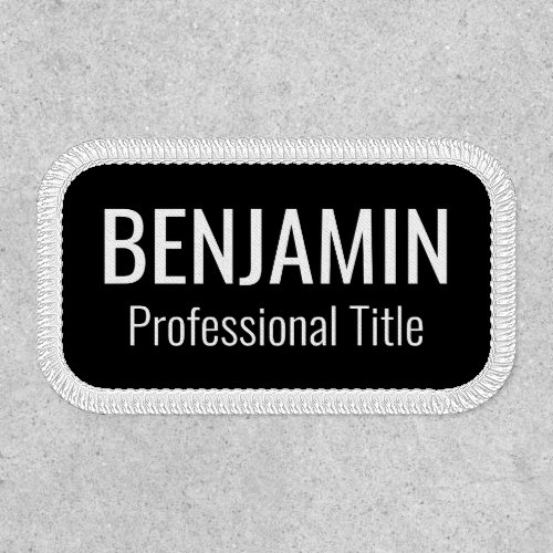Employee Name and Title _ Black White Simple Text Patch