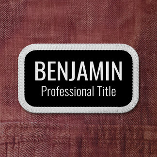 Employee Name and Title - Black White Simple Text Patch