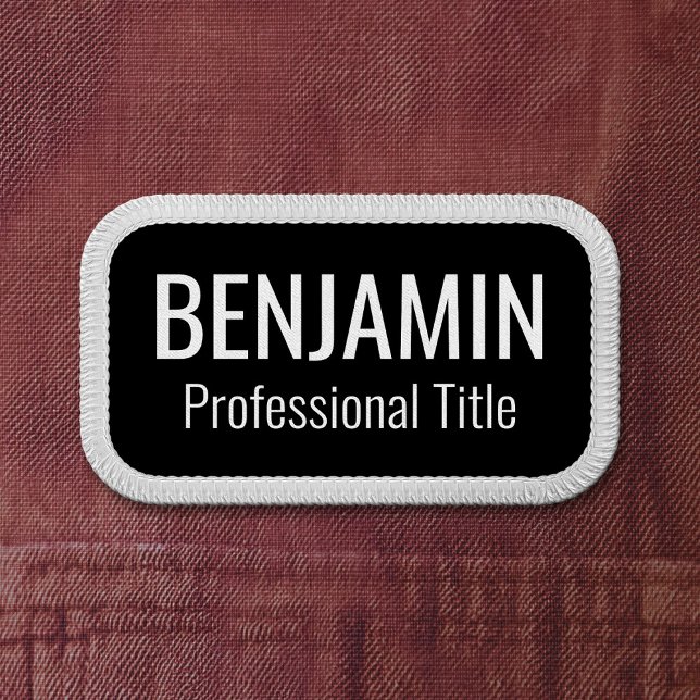 Employee Name and Title - Black White Simple Text Patch (Custom Patch)