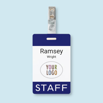 Employee Name Badge Custom Business Logo Staff Tag by MISOOK at Zazzle
