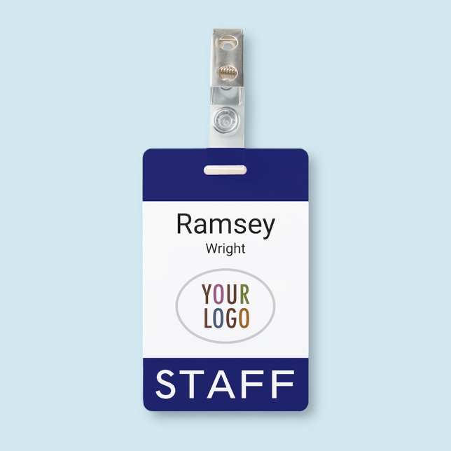 Employee Name Badge Custom Business Logo Staff Tag (MISOOK Navy Blue Employee Badge)