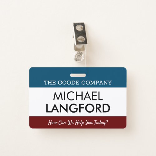 Employee Name Badge  Custom Text and Color Basic