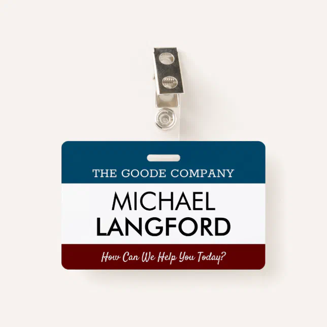 Employee Name Badge | Custom Text and Color Basic | Zazzle