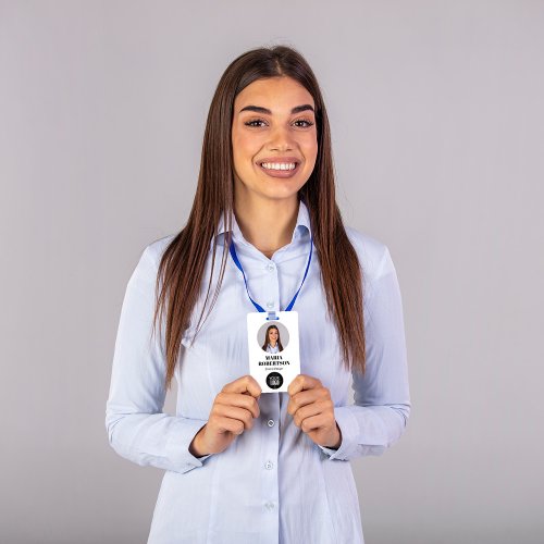 Employee Name Badge Minimalist Photo QR Code