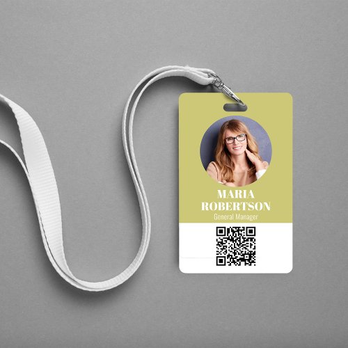 Employee Name Badge Photo Minimalist QR Code