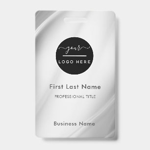 Employee Name Badge Silver/Business Logo Staff Tag