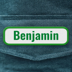 Employee Name - Basic Sans Serif Type Green White Patch