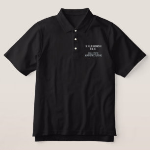 Employee Name Department and Company Name Dark Embroidered Polo Shirt