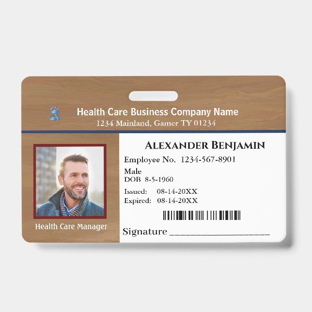 Employee Name ID Identification Card Custom Badge (Front)