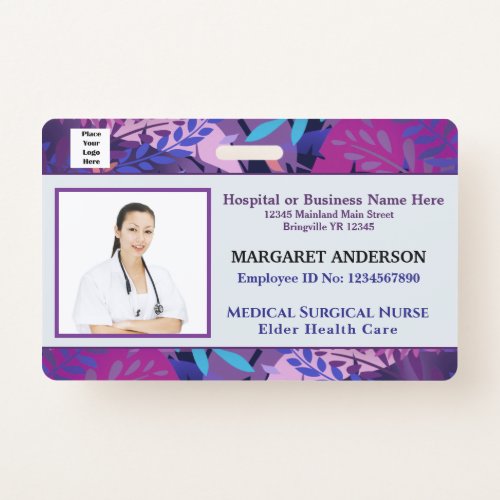Employee Name Logo Photo Hospital ID Custom Badge