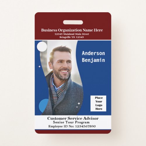 Employee Name Photo Bar Code Business ID Card  Badge