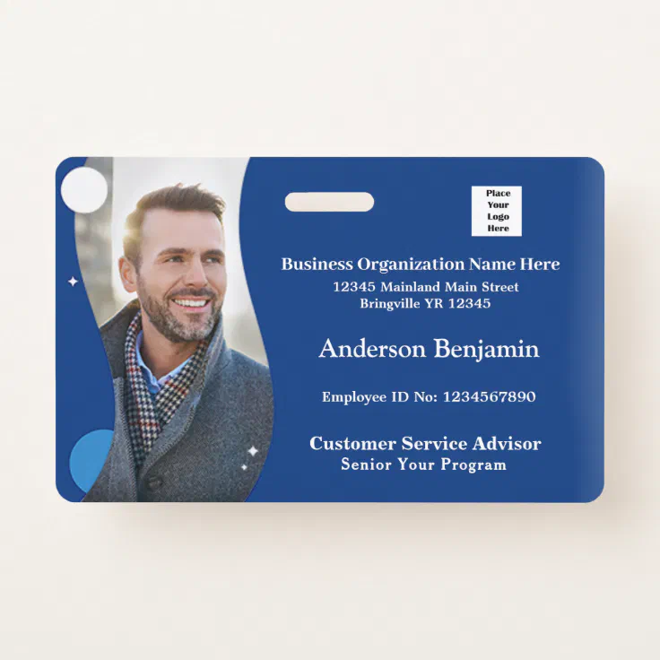 Employee Name Photo Bar Code ID Card Badge | Zazzle