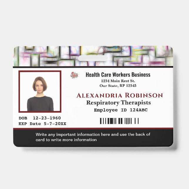 Employee Name Photo Logo Bar Code Custom Badge (Front)