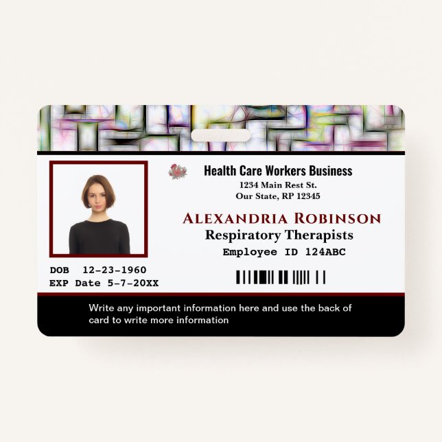 Employee Name Photo Logo Bar Code Custom Badge (Front)