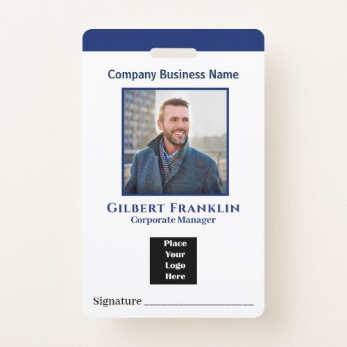 Employee Name Photo Logo Bar Code Custom Badge