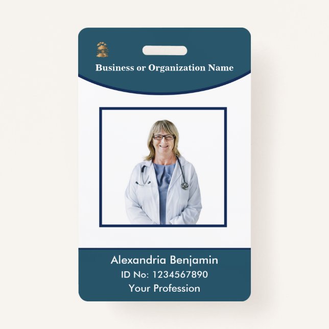 Employee Name Photo Logo Bar Code Logo ID Card Badge (Front)