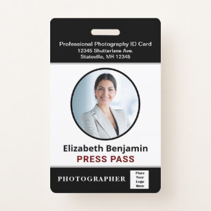 Employee Name Photo Logo Press Pass Custom ID Badge