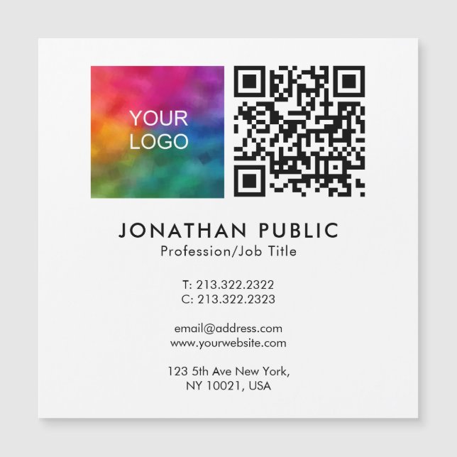 Employee Name QR Code Company Logo Template (Front)