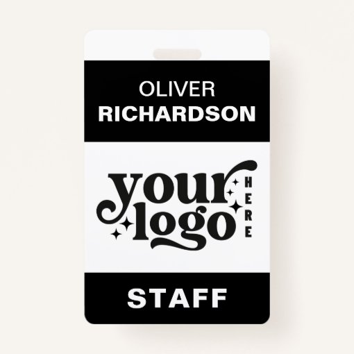 Employee Name Tag Custom Business Logo Staff Badge Zazzle