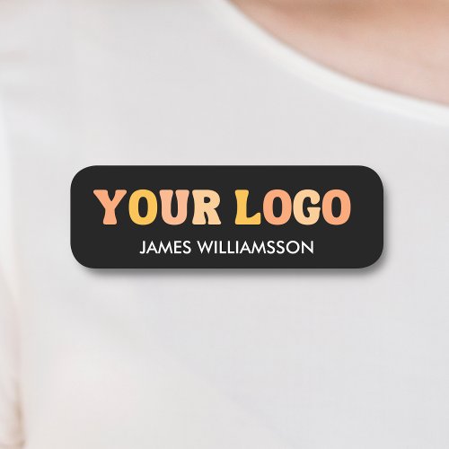 Employee Name Tag Custom Logo Magnetic  Pin Black
