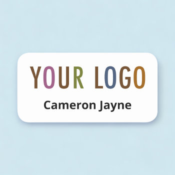 Employee Name Tag Custom Logo Magnetic Plastic by MISOOK at Zazzle