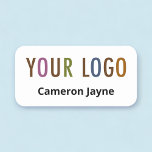 Employee Name Tag Custom Logo Magnetic Plastic<br><div class="desc">Personalize this employee name tag with your business logo, employee name, or other custom text. It's available with a magnetic back fastener (do not use with pacemakers) or with a safety pin back. You can customize the background color. Customers like that it has a strong magnet. Available in other shapes....</div>
