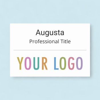 Employee Name Tag Magnetic Custom Business Logo by MISOOK at Zazzle