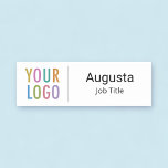 Employee Name Tag Pin Magnetic with Business Logo<br><div class="desc">Personalize our professional employee name tag with your company logo, employee name, professional job title, or other custom text. It's lightweight with either a safety pin back or a magnetic back fastener (do not use with pacemakers). You can easily customize the background color. The rectangle name tags have options for...</div>