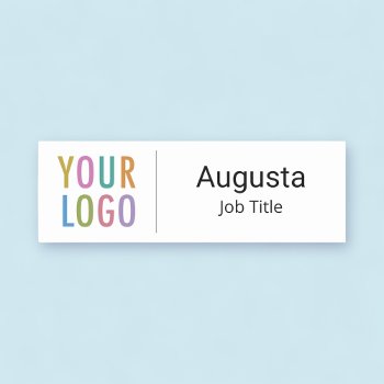 Employee Name Tag Pin Magnetic With Business Logo by MISOOK at Zazzle