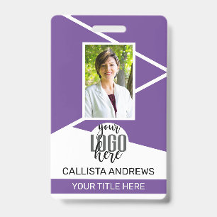 Employee Name Title Barcode Logo Purple Geo ID Badge