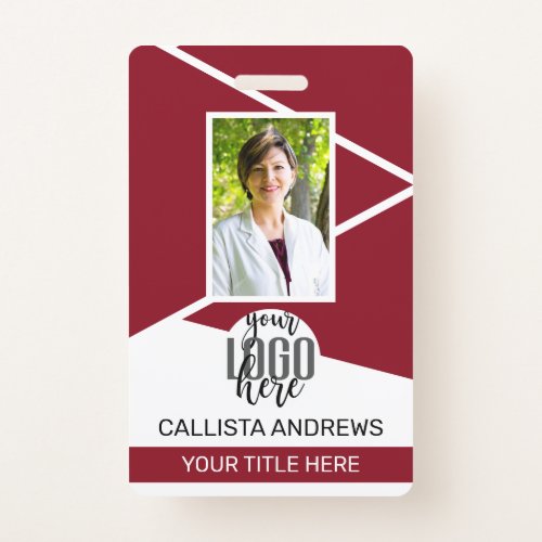 Employee Name Title Barcode Logo Red Geo ID Badge