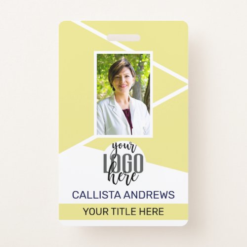 Employee Name Title Barcode Logo Yellow ID Badge