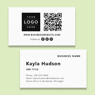 Employee Name with Company Logo QR Code Business Card