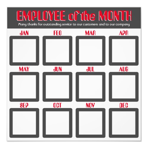 Employee of the month 4x4 photos office display photo print