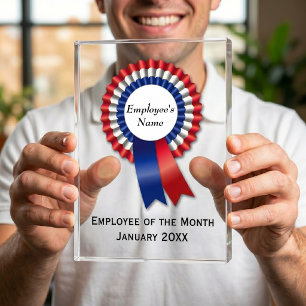 Employee of the Month Award Red White Blue Rosette