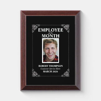 Employee of The Month Black and White Framed Award Plaque