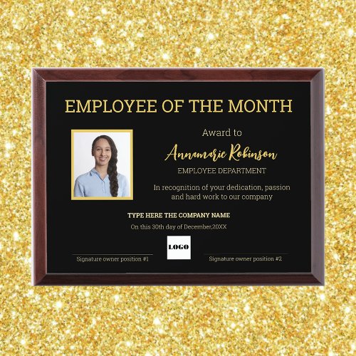 Employee of the month black  Gold Award Plaque