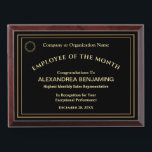 Employee Of The Month Business Logo Company Gold  Award Plaque<br><div class="desc">Employee Of The Month Business Logo Company Gold Award Plague to recognize and award your employees at your company or organization. Replace with your information.  Great to give for Award ceremonies or just to thank your employees or volunteers for their service. Or give to someone just because.</div>